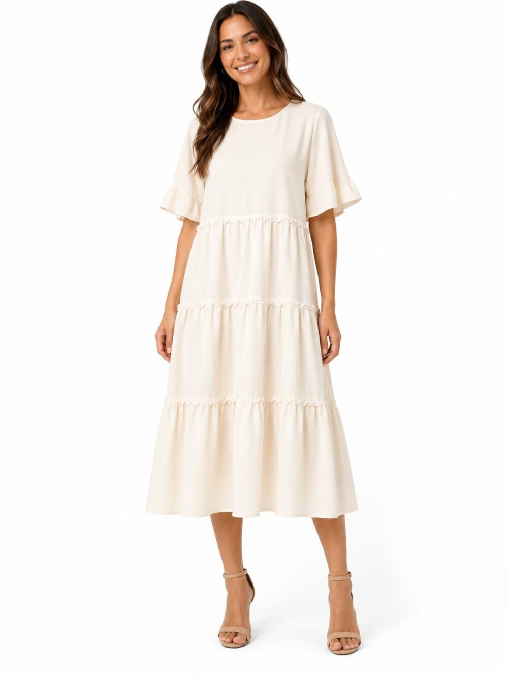 Kirundo NWT Women's Dress Cttage Core Prarie Peasant Embroidered Cream Ivory L